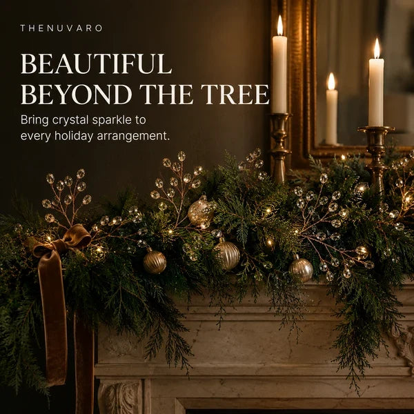 Crystal Beaded Christmas Tree Branch Picks – Instant Sparkle & Fuller Holiday Décor