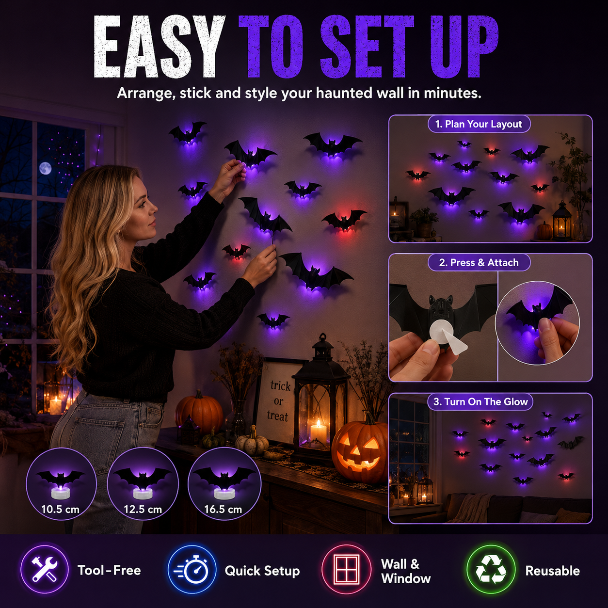 🔥Halloween Early Bird Sale🎃3D LED BAT DECORATION🦇✨