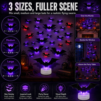 🔥Halloween Early Bird Sale🎃3D LED BAT DECORATION🦇✨