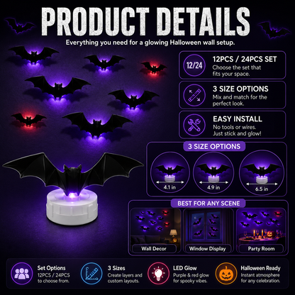 🔥Halloween Early Bird Sale🎃3D LED BAT DECORATION🦇✨