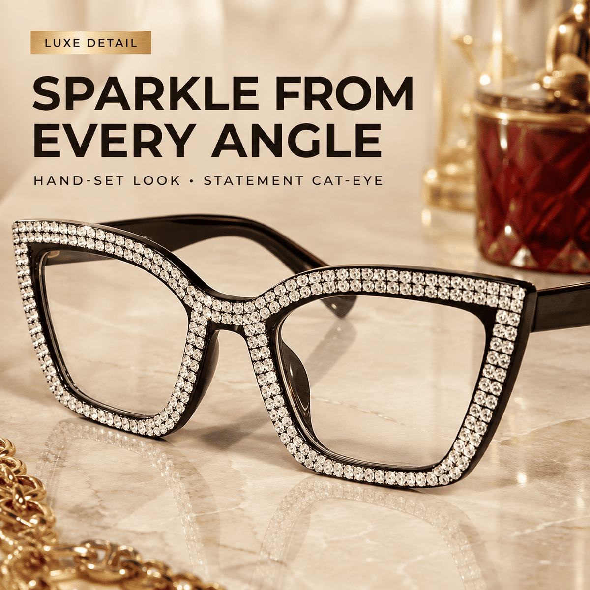 Cat-Eye Reading Glasses With Diamond Accents | Blue Light Blocking