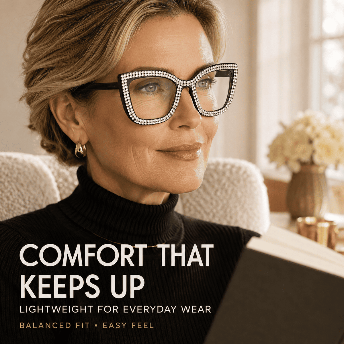 Cat-Eye Reading Glasses With Diamond Accents | Blue Light Blocking