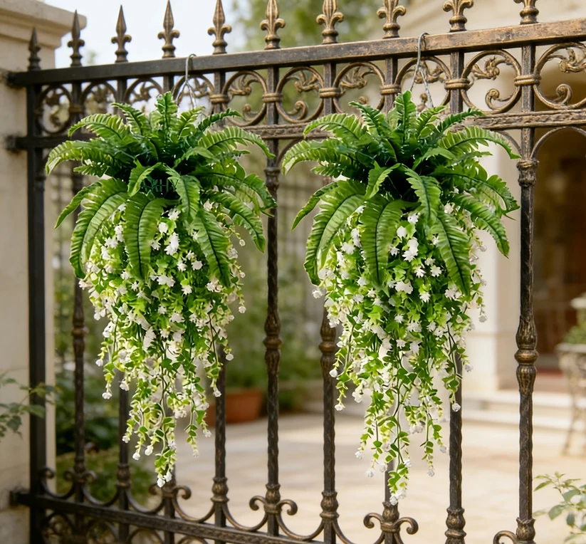 Mixed Artificial Boston Fern And Camellia Vine – 🌿 Zero Watering, Zero Maintenance