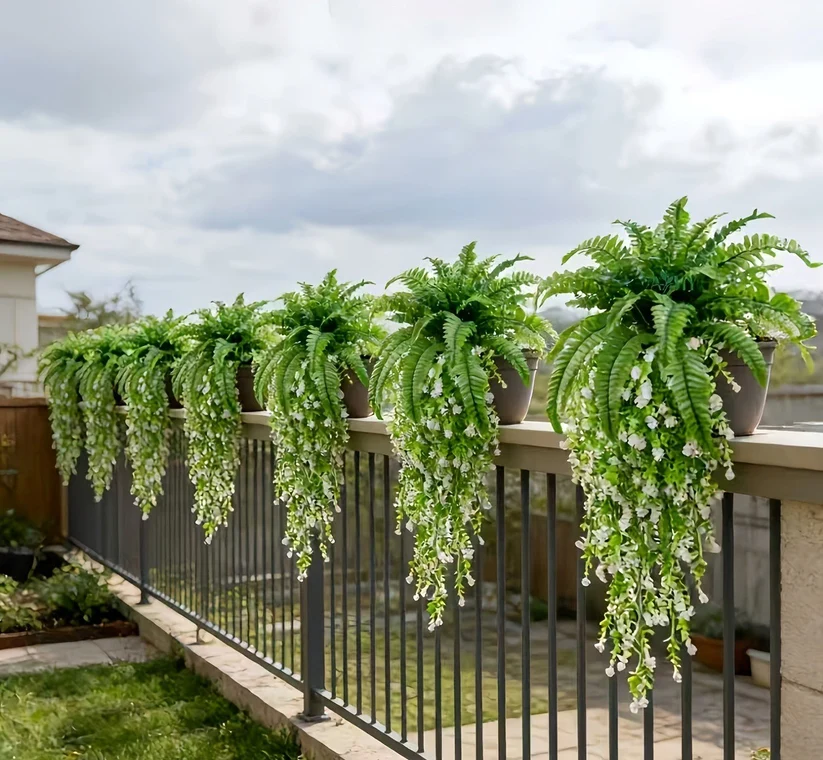Mixed Artificial Boston Fern And Camellia Vine – 🌿 Zero Watering, Zero Maintenance