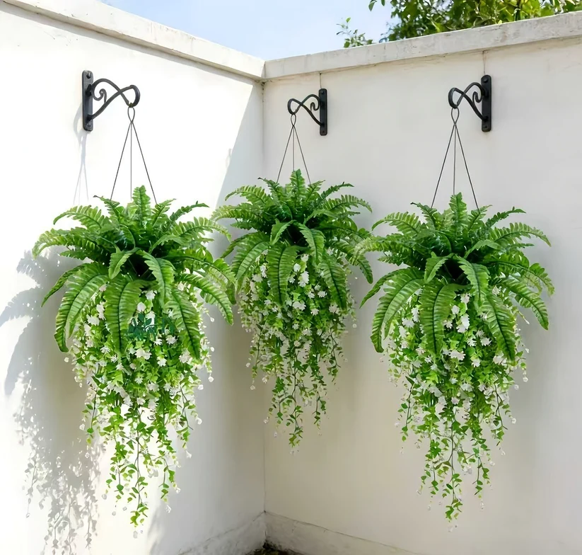 Mixed Artificial Boston Fern And Camellia Vine – 🌿 Zero Watering, Zero Maintenance