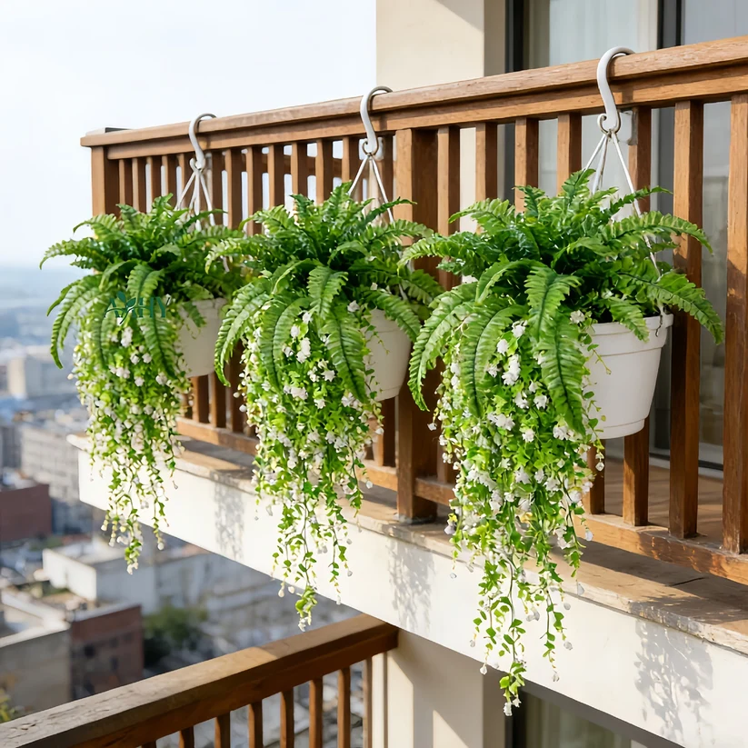 Mixed Artificial Boston Fern And Camellia Vine – 🌿 Zero Watering, Zero Maintenance