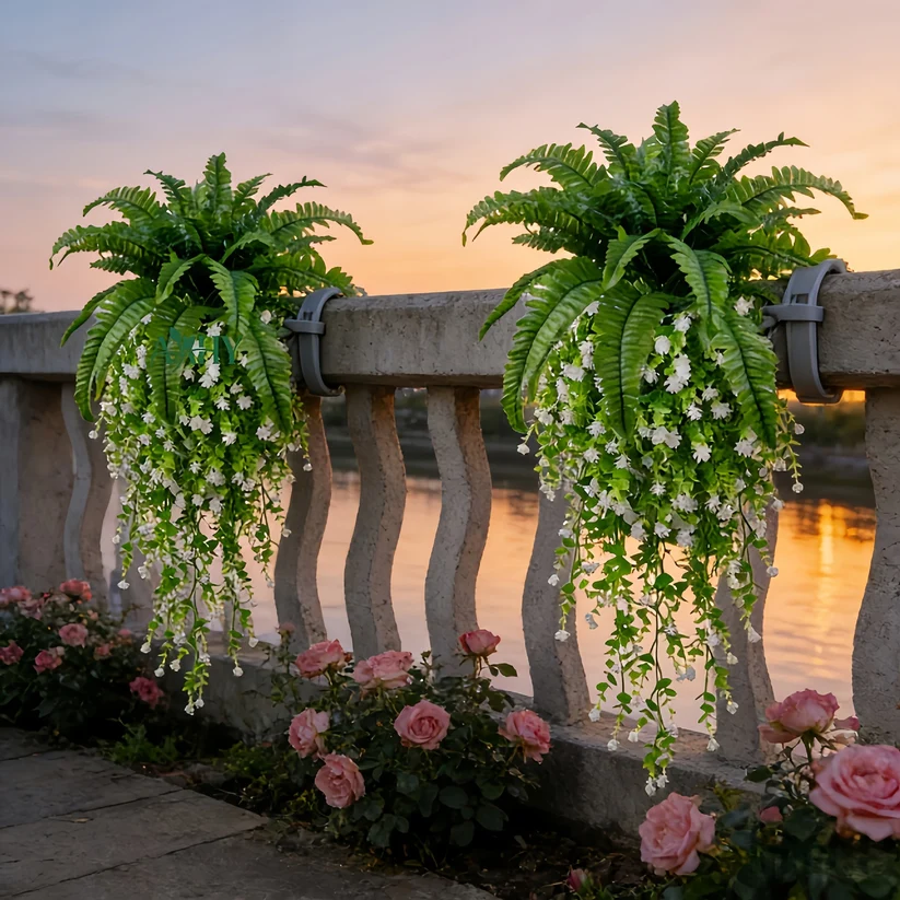 Mixed Artificial Boston Fern And Camellia Vine – 🌿 Zero Watering, Zero Maintenance