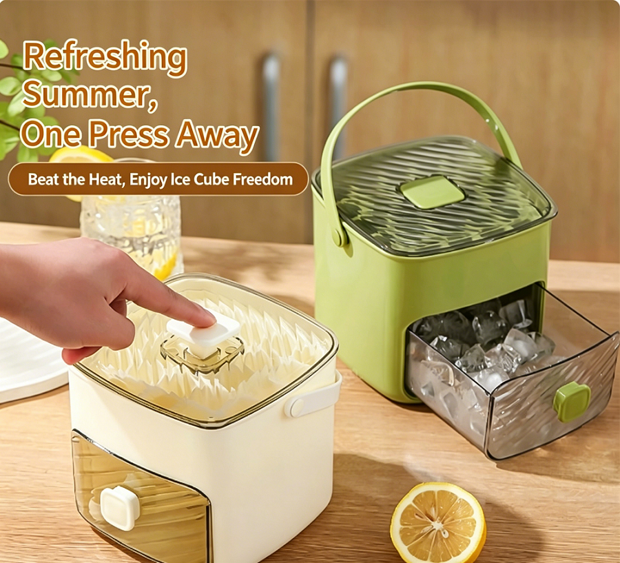 Double-Layer Press Ice Cube Tray, Large Capacity Ice Maker & Storage Box