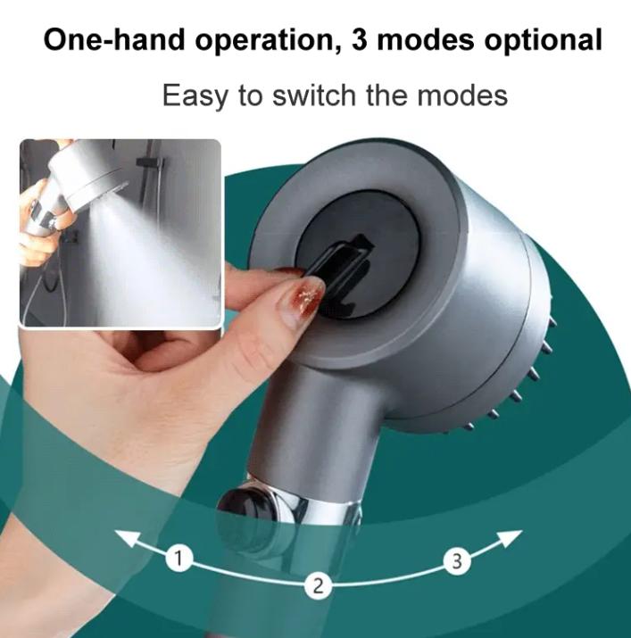 3 Modes Pressurized Massage Filter Shower Head
