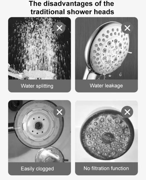 3 Modes Pressurized Massage Filter Shower Head