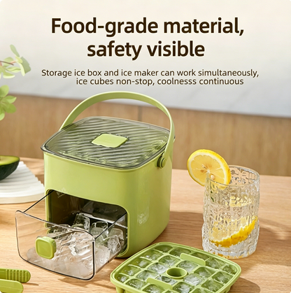 Double-Layer Press Ice Cube Tray, Large Capacity Ice Maker & Storage Box