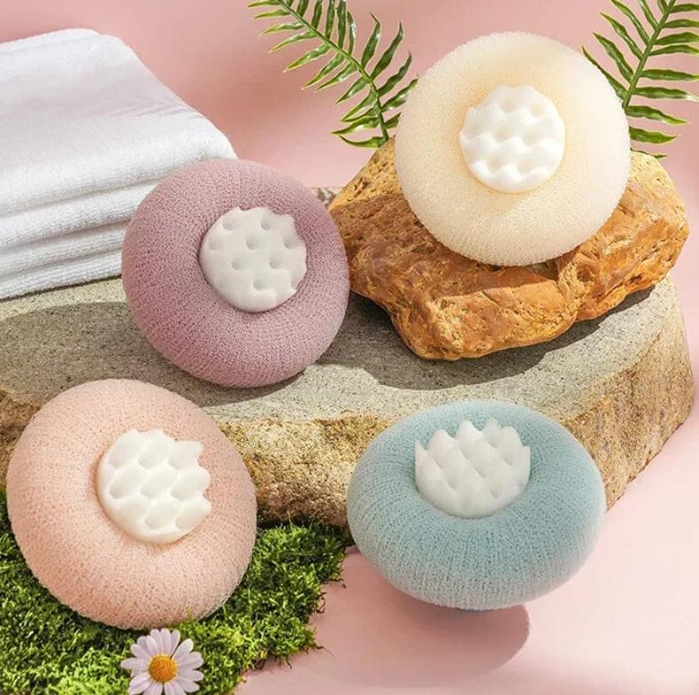 Suction Dual-Use Bath Sponge, Gentle Exfoliating Shower Brush