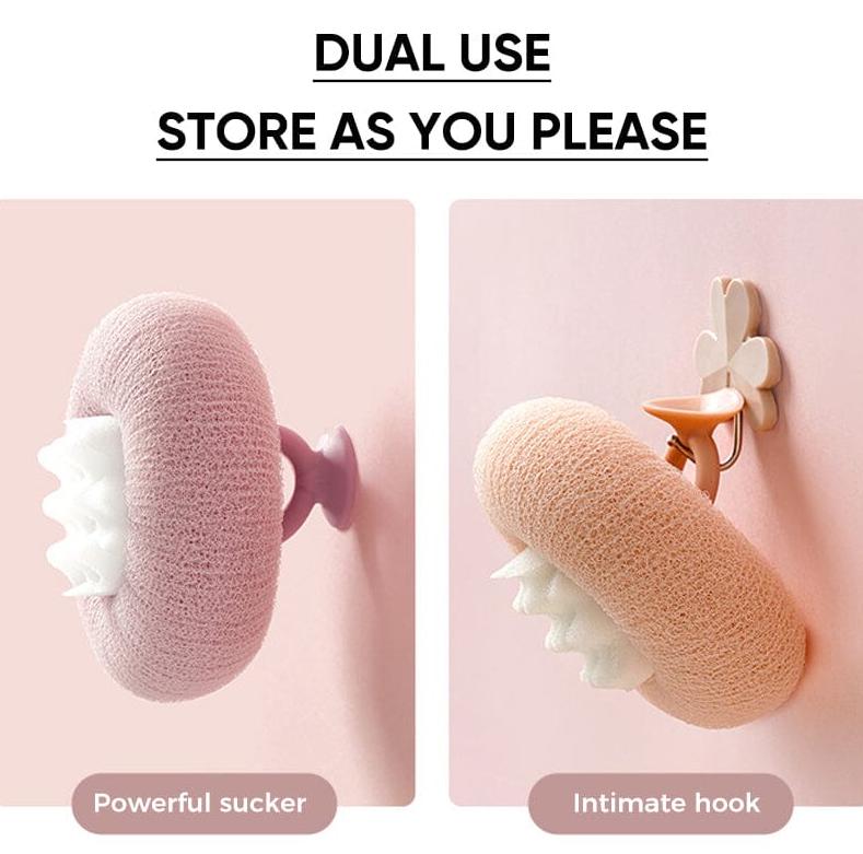 Suction Dual-Use Bath Sponge, Gentle Exfoliating Shower Brush