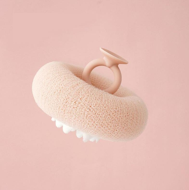 Suction Dual-Use Bath Sponge, Gentle Exfoliating Shower Brush
