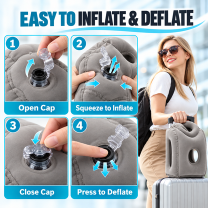 💤 Multi-Angle Inflatable Sleep Pillow for Airplanes, Trains & Office Desks