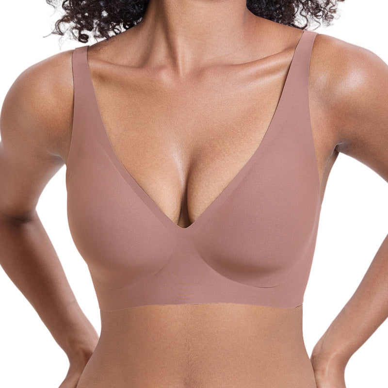 🌷Jelly Wireless Womens Comfortable Wireless Bras Push Up Bralettes Seamless Tshirts Bras Deep V Everyday Bras