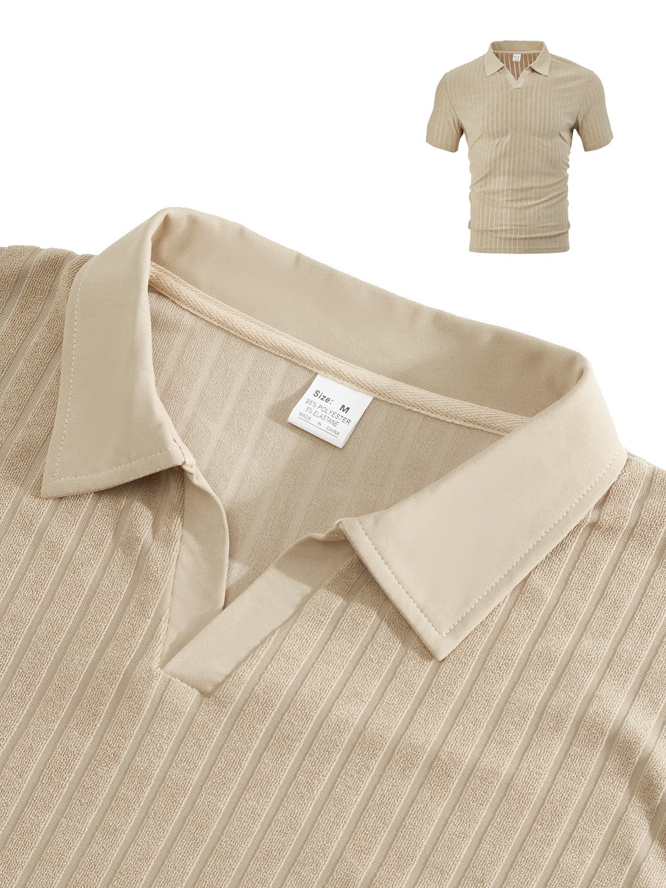 S-3XL Breathable Jacquard Striped V-Neck Short-Sleeve Lel T-Shirt