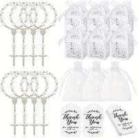 🙏Silver Bulk Rosary Bracelet Pack(30 Bracelets + 30 Pouches + 30 Gift Boxes + 30 Cards)