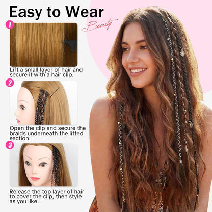 ✨ Boho Beaded Clip-In Braids – Effortless Festival & Everyday Hair Transformation