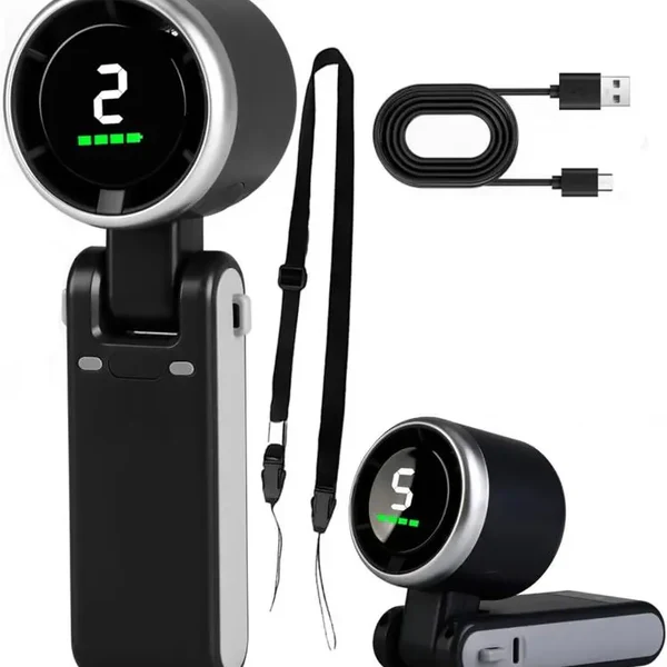 Portable 3 In 1 Rechargeable TurboHandheld Fan With 5 Speeds And4000mAh Battery