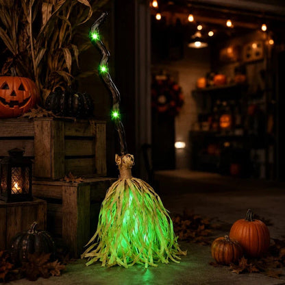 Animated Moving Witch Broom | Halloween Light & Sound Decor
