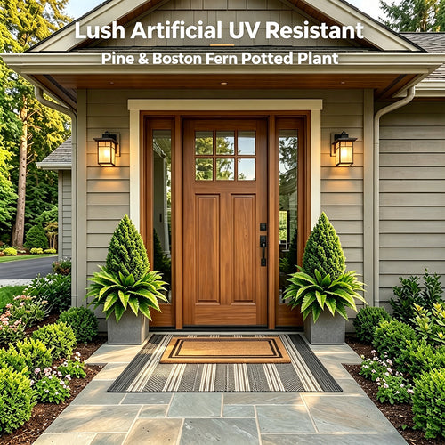 💥Last Day 70% OFF🌱 Lush Artificial UV Resistant Pine & Boston Fern Potted Plant