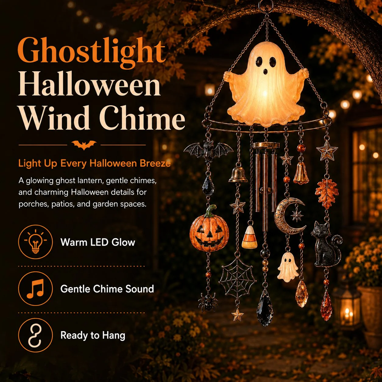 🔥Halloween Early Bird Sale🎃Haunted Glow Ghost Wind Chime