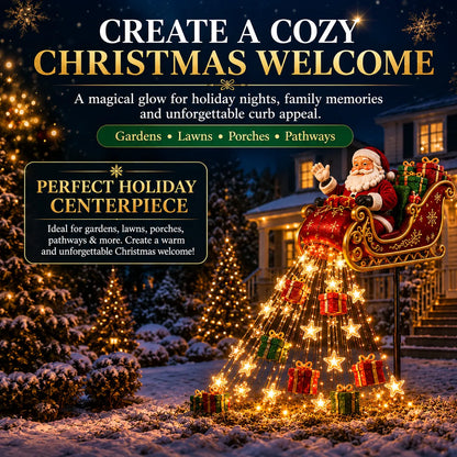 🎅✨ 2026 New Santa’s Flying Sleigh Gift Cascade – Solar Christmas Garden Light