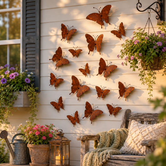 15-Piece Rustic Metal Butterfly Wall Décor Set – Transform Any Wall Into Garden Art
