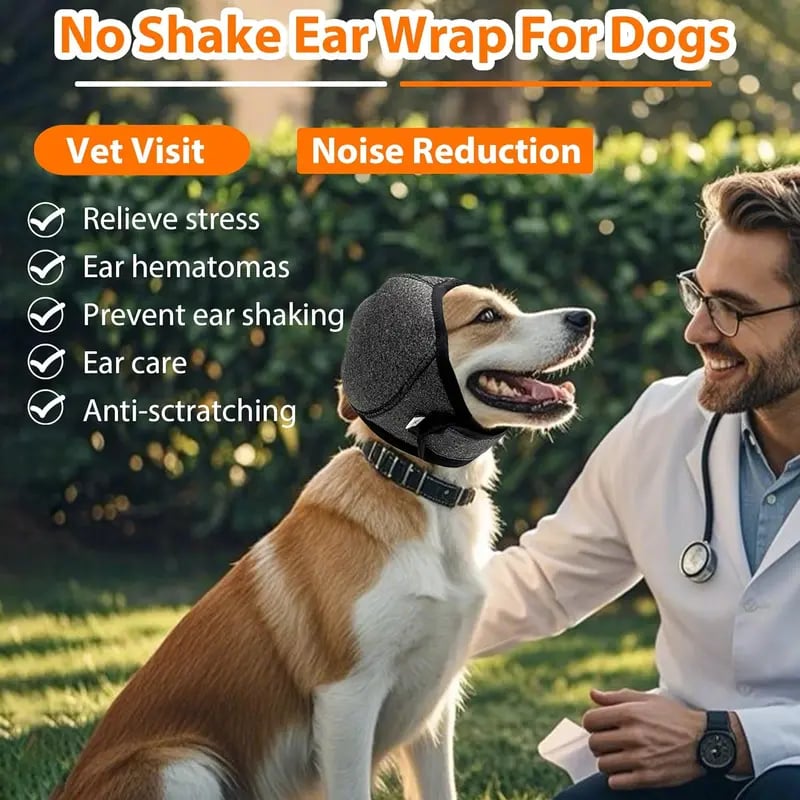 Dog Calming Ear Wraps 🐶 – Noise Cancelling & Waterproof Ear Cover for Anxiety Relief, Fireworks & Bath Protection 💧