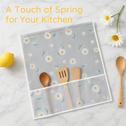 Daisy Print Refrigerator Dust Cover With StoragePockets