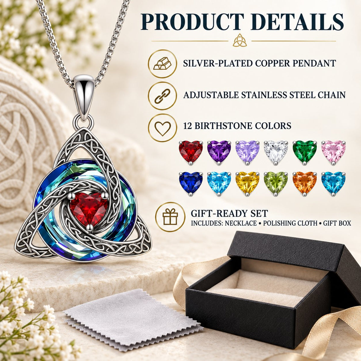 🛡️Celtic Birthstone Shield: Wear Your Protection & Story ✨