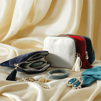 Jewelry Zippered Pocket CaseTravel Jewelry Bag PortableOrganizer
