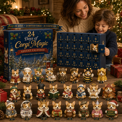 CHRISTMAS KICKOFF 49% OFF - 2026 British Corgis Blind Box - 24‑Day Festive Countdown, Corgi Figurines Blind Box