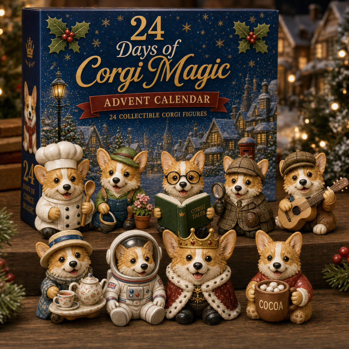 CHRISTMAS KICKOFF 49% OFF - 2026 British Corgis Blind Box - 24‑Day Festive Countdown, Corgi Figurines Blind Box