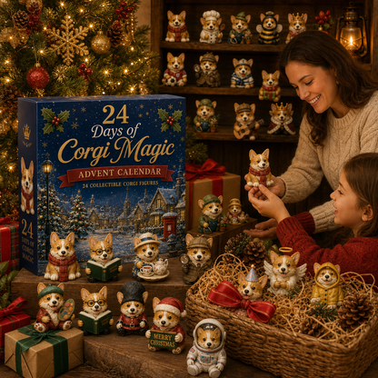 CHRISTMAS KICKOFF 49% OFF - 2026 British Corgis Blind Box - 24‑Day Festive Countdown, Corgi Figurines Blind Box
