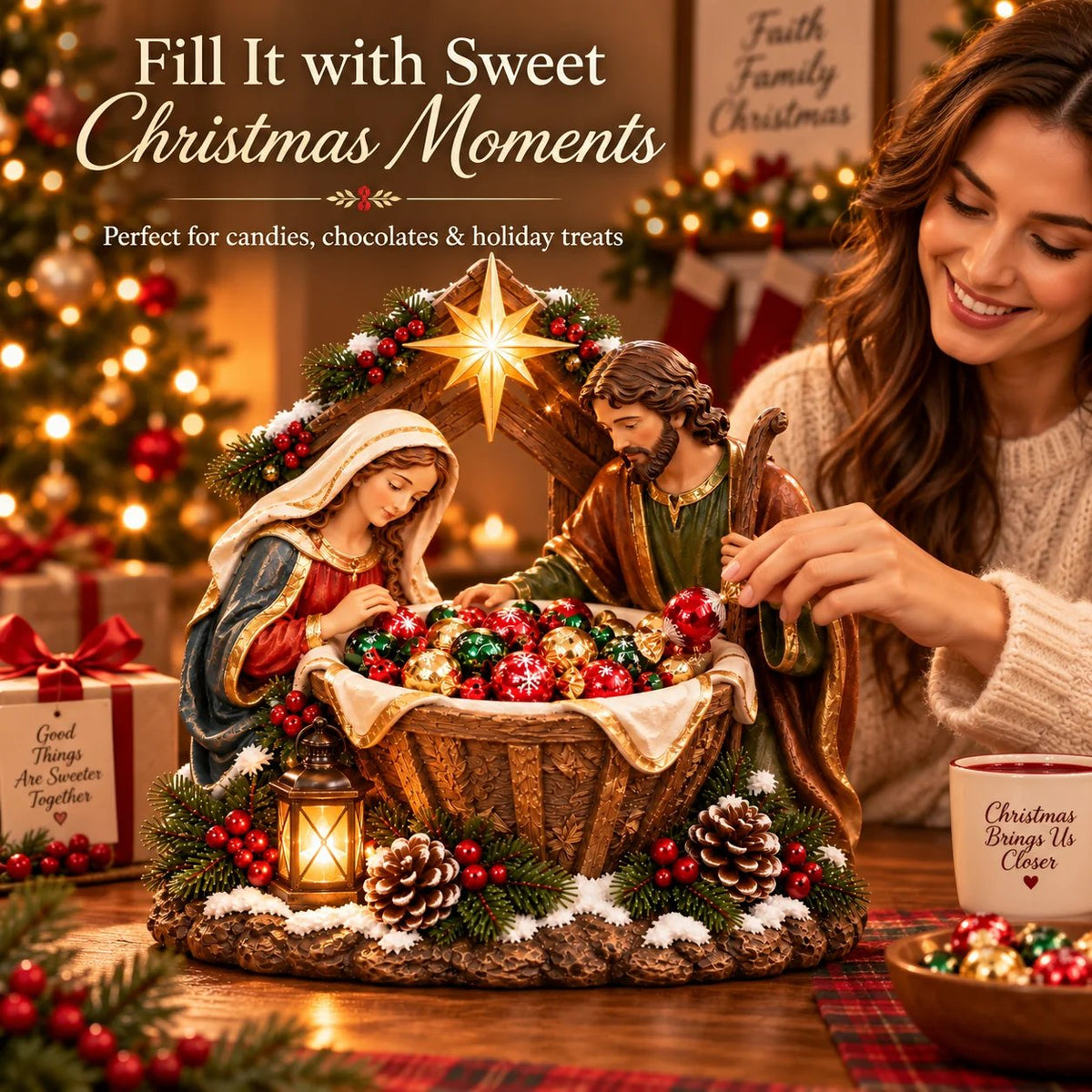 💯49% OFF – ✝️ Nativity Blessing Bowl™ | Lighted Christmas Treat Bowl with Mary, Joseph & Bethlehem Star 🎄