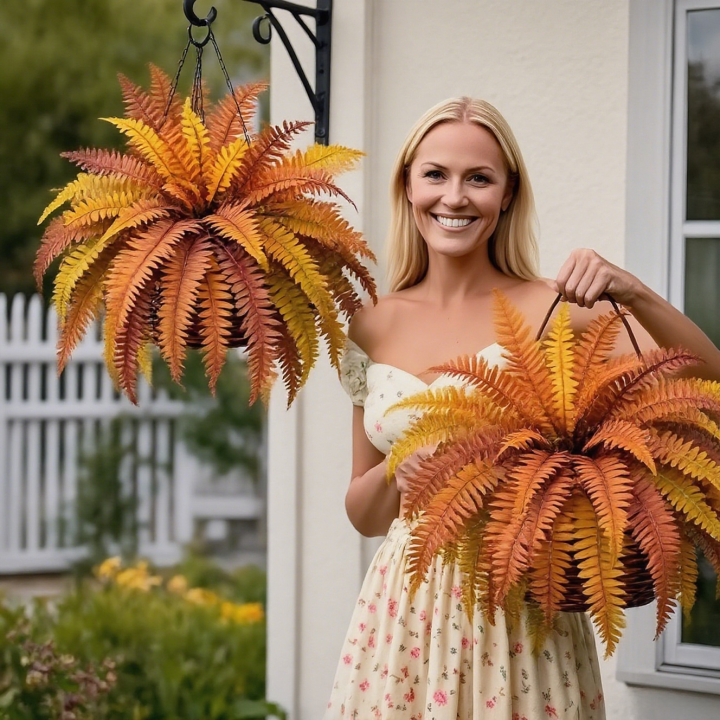 🍂49% OFF Today Only--UV Resistant Lifelike Autumn-colored Artificial Boston Fern🍁