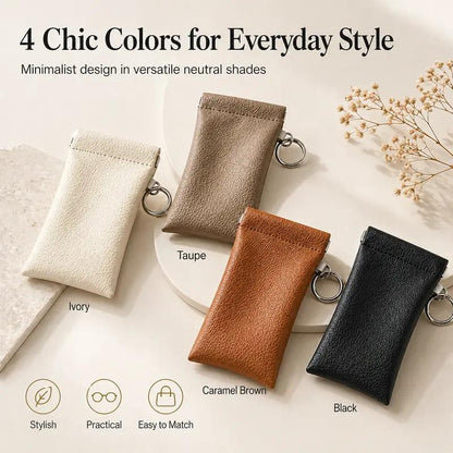🔥HOT SALE✨ Soft PU Leather Sunglasses Pouch Elastic Opening Eyeglasses Bag