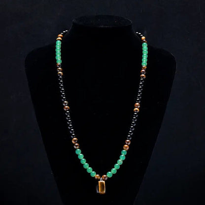Tiger Eye & Obsidian & Green Aventurine Triple Protection Bracelet