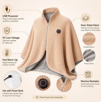 🔥 Christmas Sale 60% OFF ❄️🔥Portable Heated Shawl – Wearable Electric Heating Shawl ☀️ Warm the Entire Winter