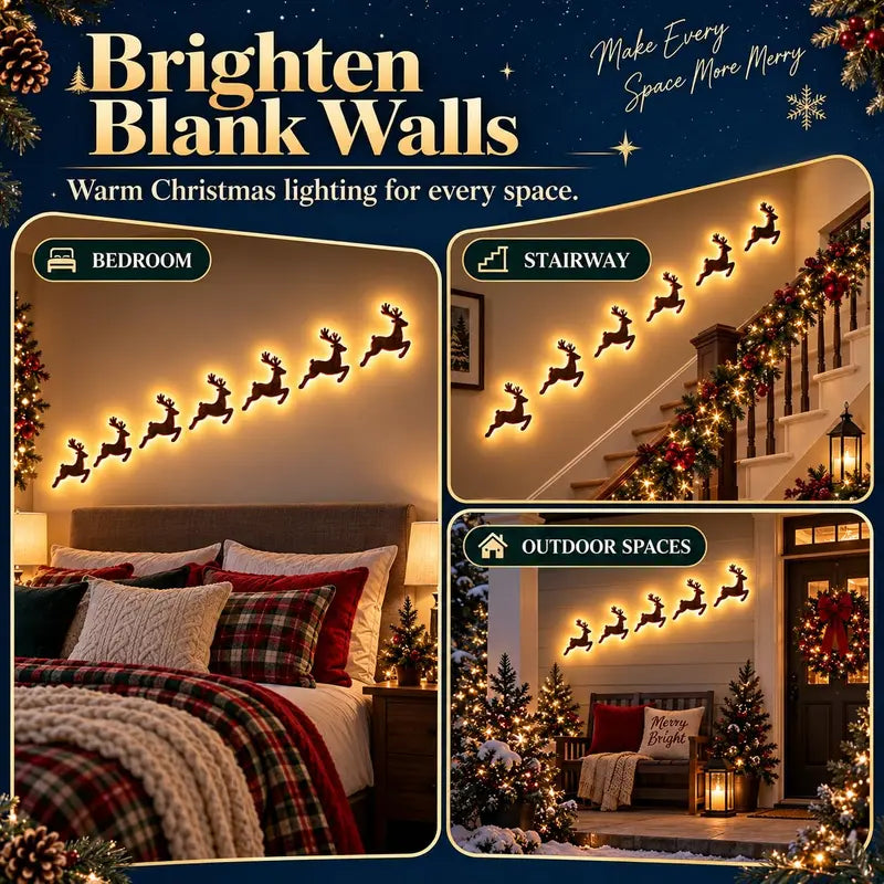 LIMITED-TIME 50% OFF — SHOP NOW! 🔥7Pcs Led Reindeer Wall Decorations, 3d Antler Glow Wall Decor For Christmas,3D Light-Up Wooden Reindeer Christmas Wall Decor Lights