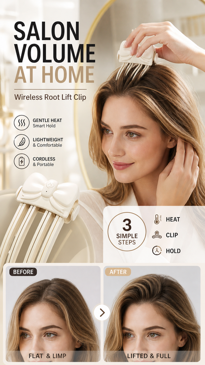 📢49% OFF !! ⏰Wireless Heated Volumizing Root Lift Clip - Salon Crown Volume Styling Tool for Fine Flat Hair