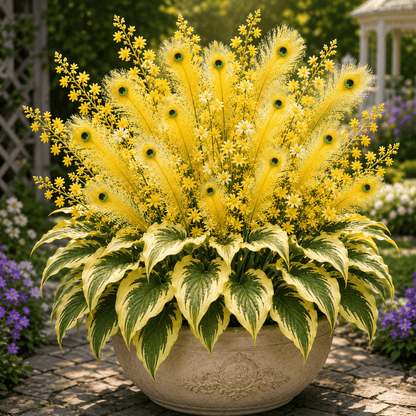 🌿🔥 Peacock Flame Hosta Bulbs – Vibrant Multicolor Foliage for Gardens, Patios & Planters 🦚