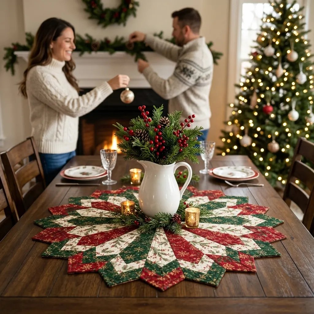 💯Holiday Star Table Topper Quilting Template Set