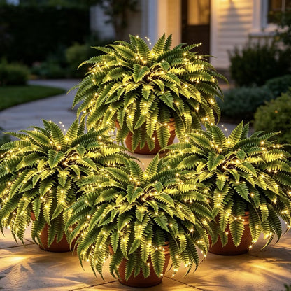 🔥 Newly Upgraded🔥Oversized Pre-Lit Artificial Boston Ferns --No watering, No fading
