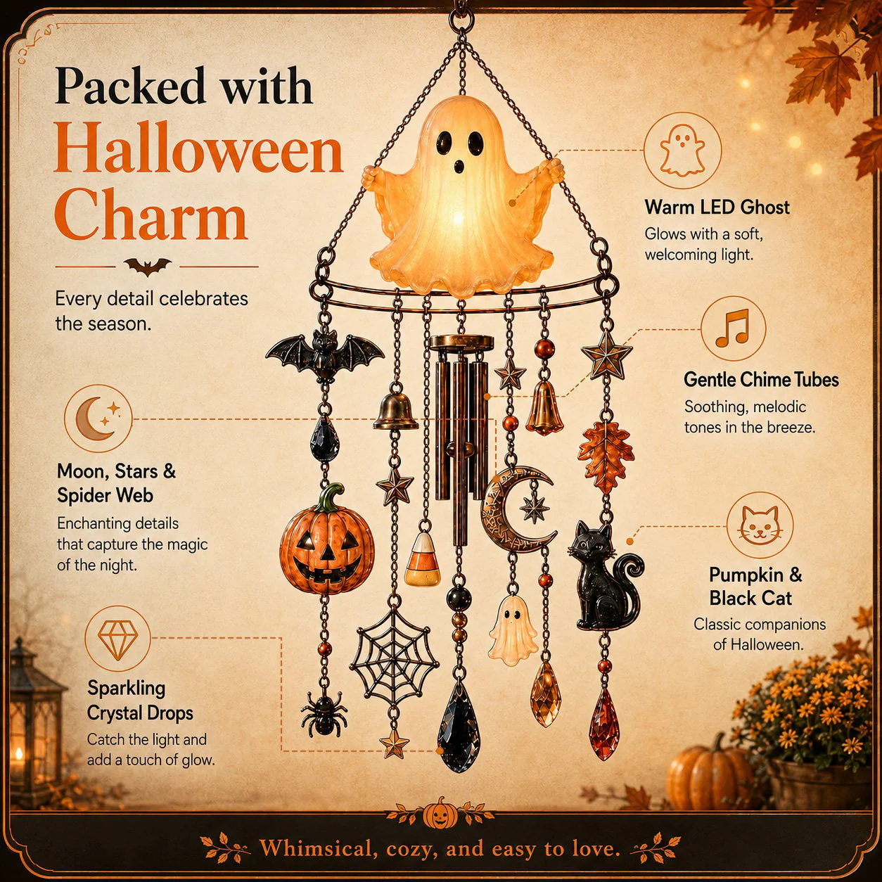🔥Halloween Early Bird Sale🎃Haunted Glow Ghost Wind Chime