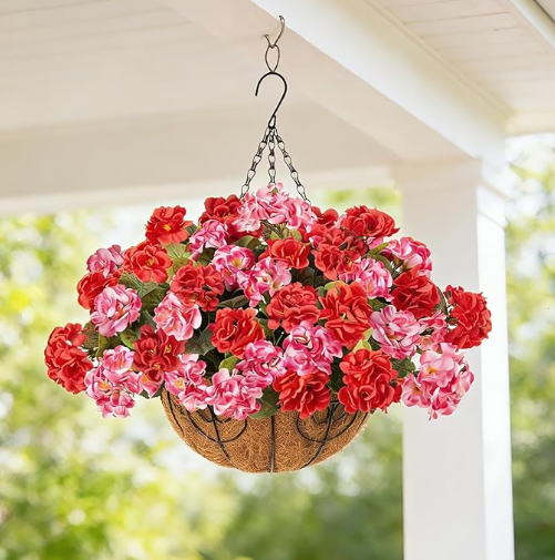🔥Last Day 50% OFF🔥Outdoor UV Resistant Artificial Geranium Flowers with free led lights☀️UV resistant, Waterproof，Windproof🌪️