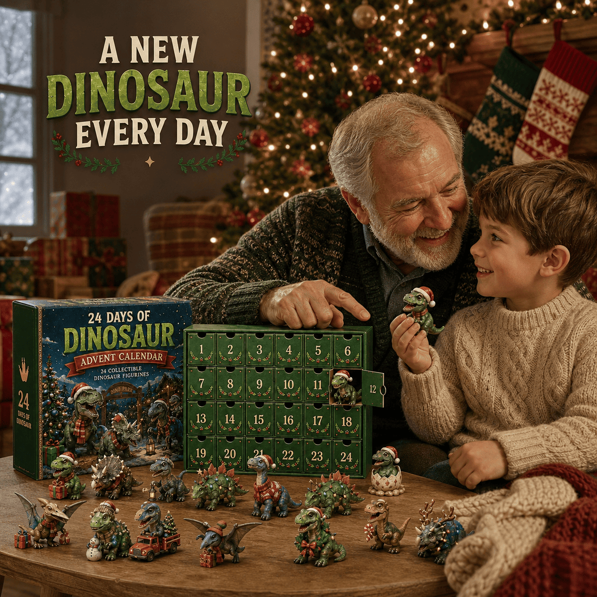 24 Days of Dinosaur Christmas Advent Calendar – 24 Collectible Dino Figurines & Holiday Surprises