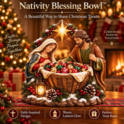 💯49% OFF – ✝️ Nativity Blessing Bowl™ | Lighted Christmas Treat Bowl with Mary, Joseph & Bethlehem Star 🎄